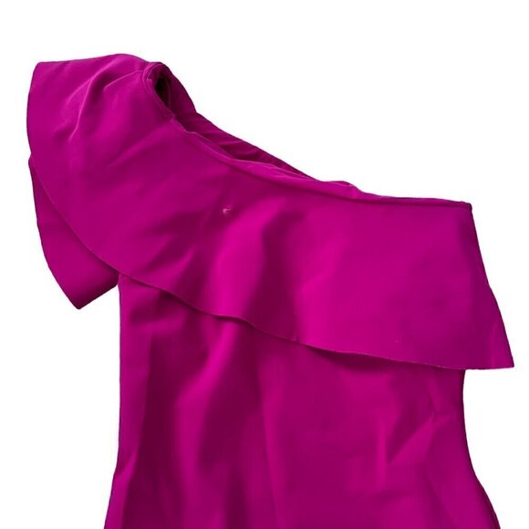 Chiara Boni Womens Dress 40 Magenta Eliisse One Shoulder Ruffle Midi Polyamide - Picture 3 of 11